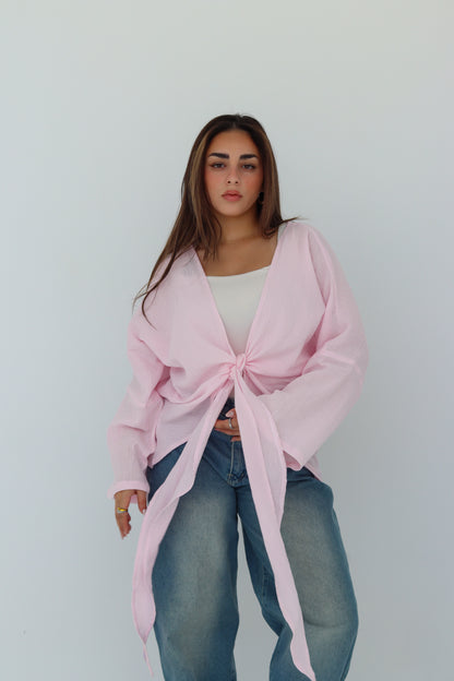 Powder Pink Wrap Top