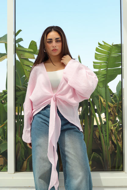Powder Pink Wrap Top