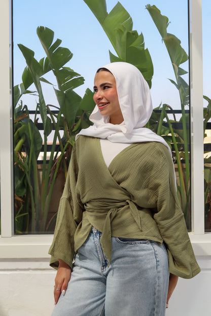 Olive Green Wrap Top