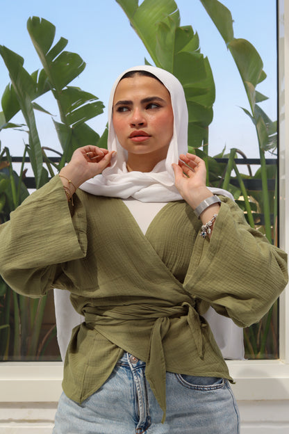 Olive Green Wrap Top