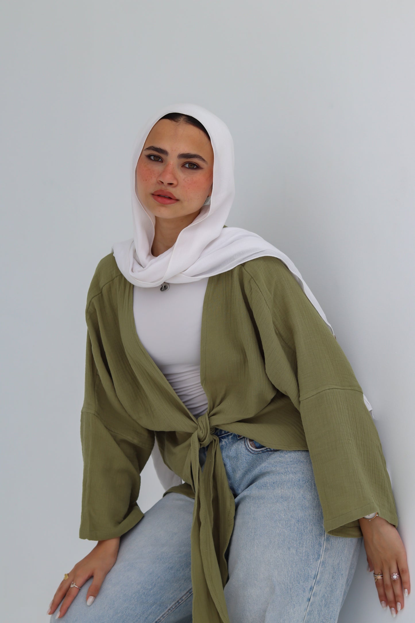 Olive Green Wrap Top