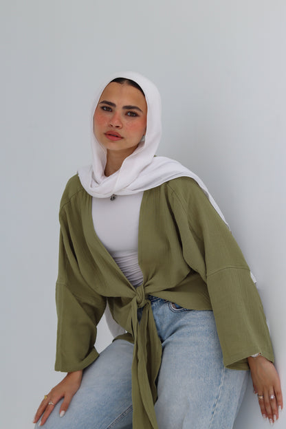 Olive Green Wrap Top