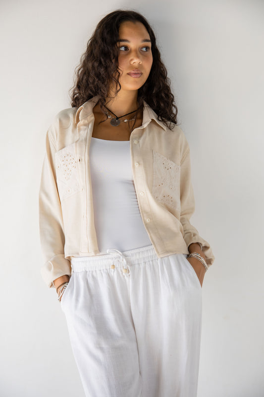 Cropped linen shirt